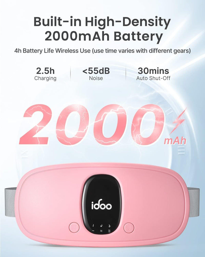 iDOO Period Heat Belt, Heating Pad Wireless, Electric Heat Belt with 3 Temperature Modes and Massage Modes, Abdomen Heat Belt with Auto-OFF, Gift for Women Pink - NewNest Australia