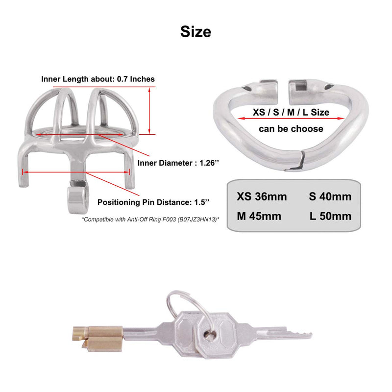 TERNENCE Small Male Chastity Device Stainless Steel Ergonomic Design Male Cock Cage K045 (45mm/ M Size) 45mm/ M Size - NewNest Australia