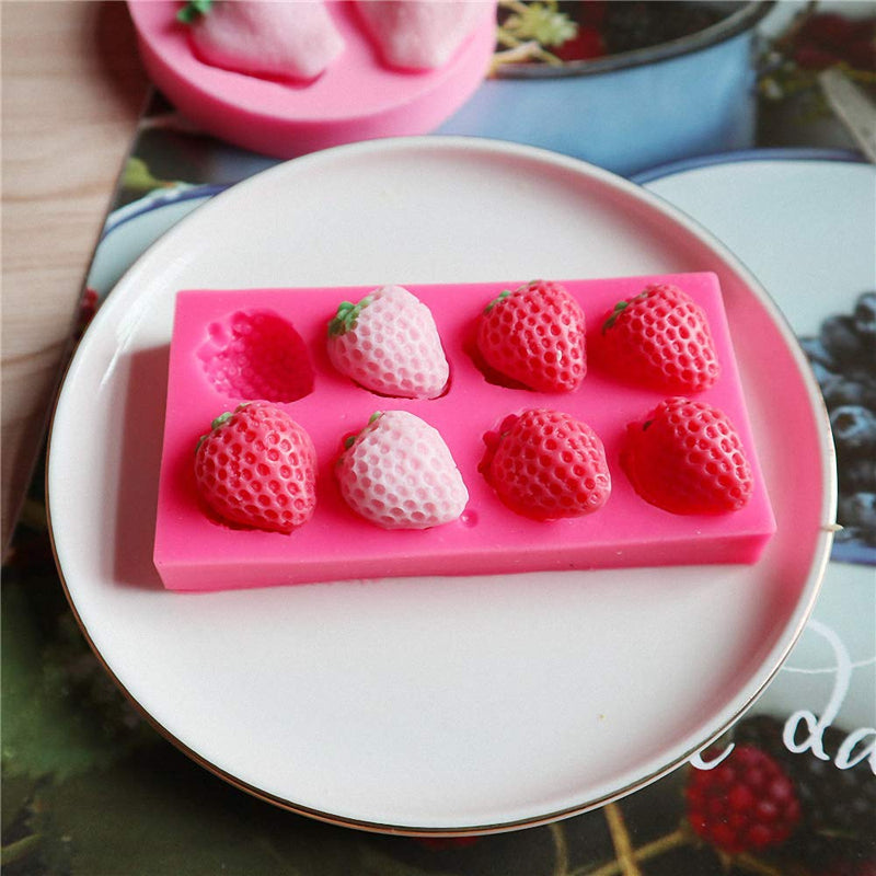 3Pcs/Set Strawberry Fondant Gumpaste Mold Silicone Chocolate Candy Mold for Cupcake Cake Decoration Handmade Soap Embeds Polymer Clay Resin Mold - NewNest Australia