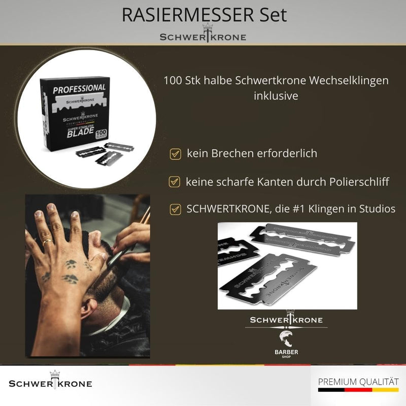 Schwertkrone Men's Razor with 100 Premium Interchangeable Blades + Case (Black) Black - NewNest Australia