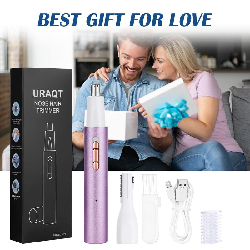 URAQT Nose Hair Trimmer, Waterproof Double Blade Nose Hair Trimmer Ear Hair Trimmer Women Men, 2 in 1 Nose Hair Remover Eyebrow Razor, Eyebrow and Facial Hair Trimmer Nose Trimmer (Purple) Purple - NewNest Australia