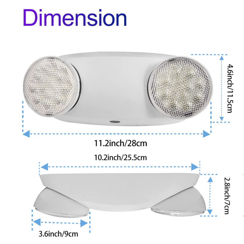 CM MZY Emergency Lights with Battery Backup,Commercial Emergency Light,Two Adjustable LED Light Head Emergency Lighting Fixtures,120-277V AC, UL Certified (1PCS) 1PCS - NewNest Australia