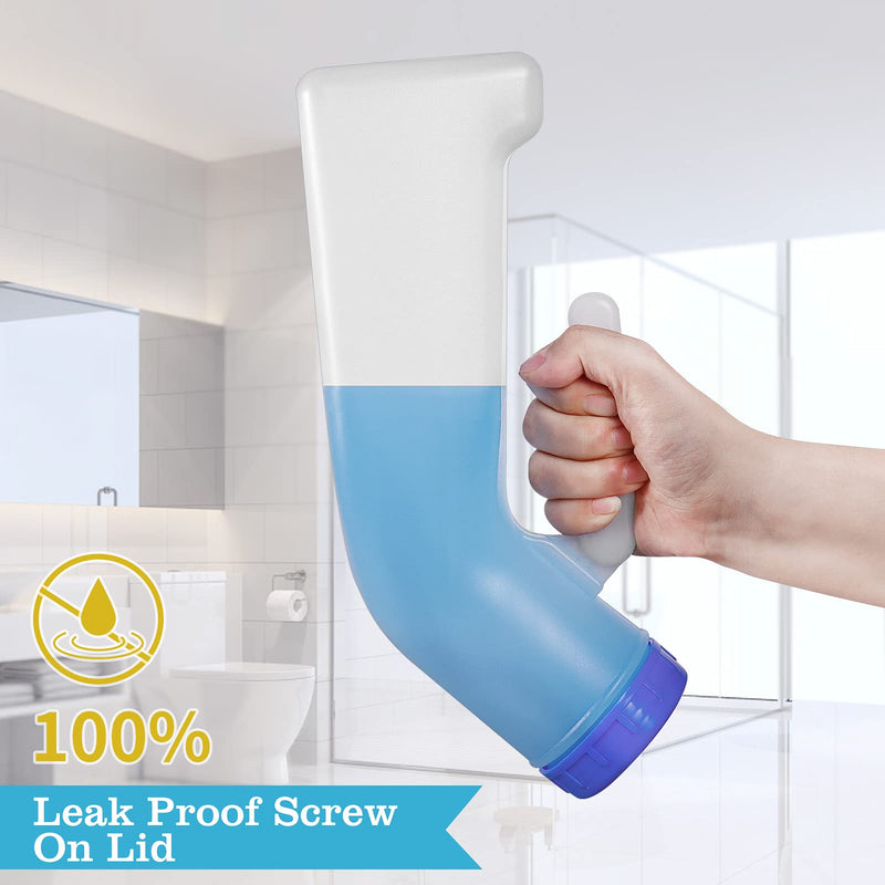 Unisex Urinals, Plastic Urine Bottles for Men and Women, SpillProof Screw Cap Lid, Portable Toilet Urinals Ideal for Car Travel Outdoor 2x Urinal - White and Blue - NewNest Australia