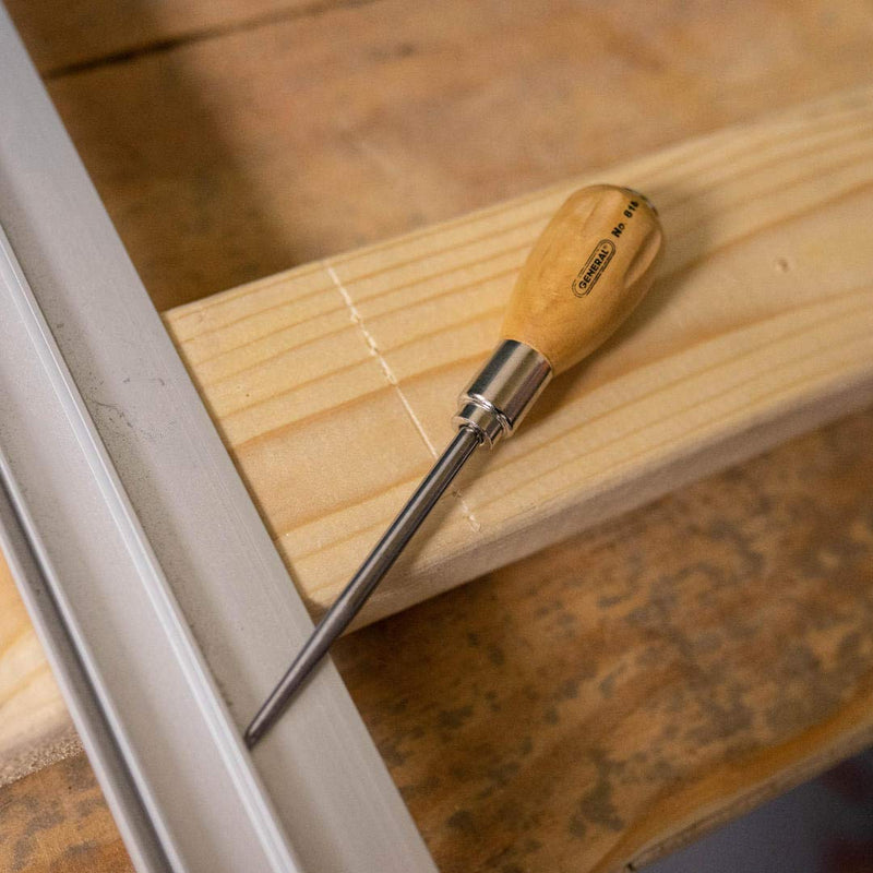 General Tools Scratch Awl Tool with Hardwood Handle - Scribe, Layout Work, & Piercing Wood - Alloy Steel Blade 1 - NewNest Australia