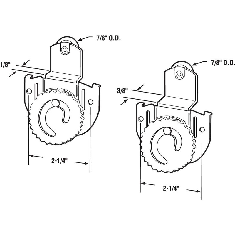 Prime-Line N 7536 Sliding Closet Door Roller Kit, 7/8 in. Wheel Diameter, Convex (Round) Edge Plastic, Stamped Steel Construction, Includes 1/8 in. and 3/8 in. Offset Pairs, Fits Stanley, Pack of 4 - NewNest Australia