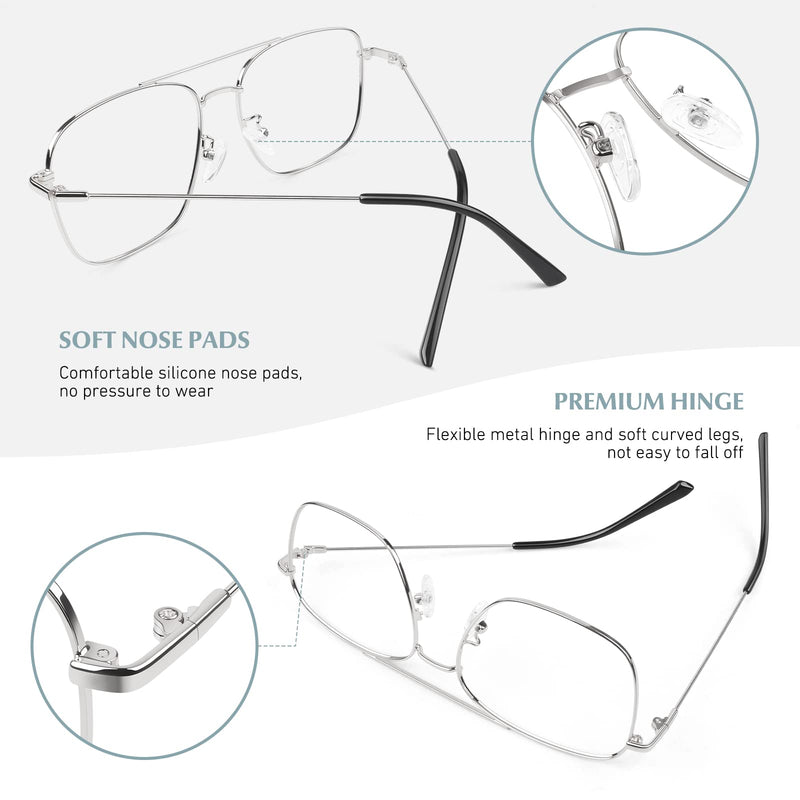 LINVO glasses without prescription for men and women, classic metal frame glasses frame, vintage aviator glasses, fake glasses, black - NewNest Australia