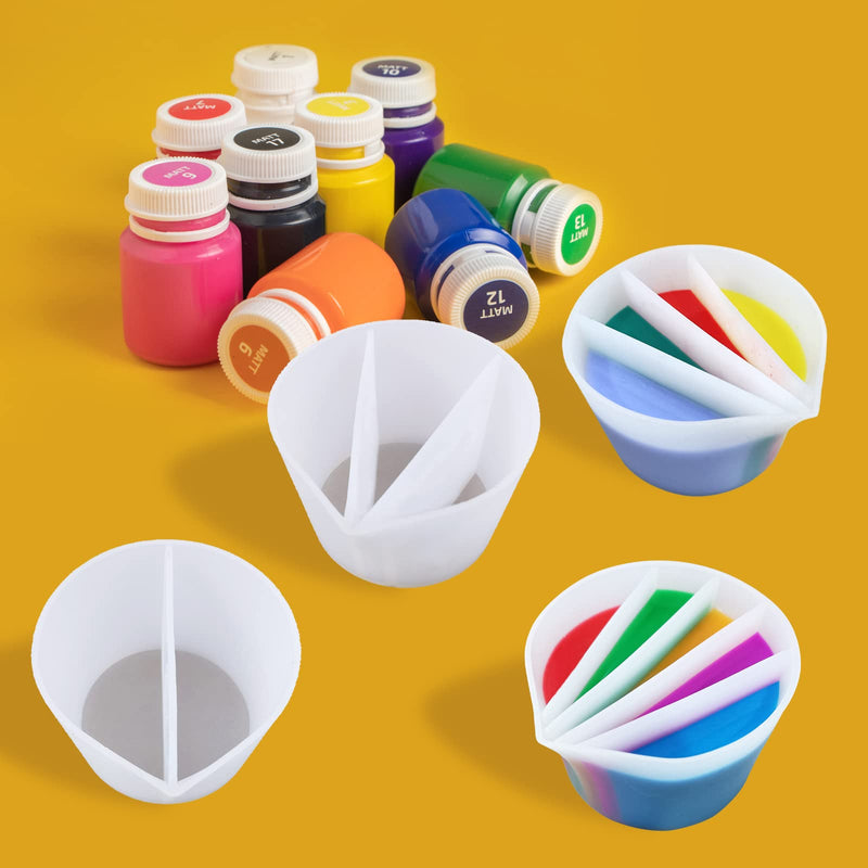 Split Cup for Paint Pouring, Fluid Art Split Cup Acrylic Paint Pour Split Cup Resin Pouring DIY Making Painting Tools Drawing Accessories Reusable Silicone Split Cup with Dividers (2 Chambers) 2 Chambers - NewNest Australia