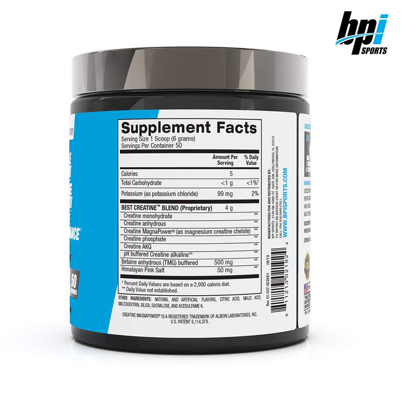 BPI Sports Best Creatine – Creatine Monohydrate, Himalayan Salt – Strength, Pump, Endurance, Muscle Growth, Muscle Definition – No Bloat – Fruit Punch – 50 servings – 10.58 oz. 10.58 Ounce (Pack of 1) - NewNest Australia
