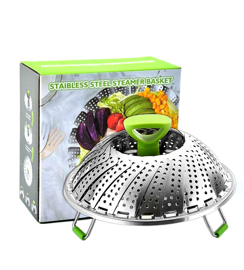 Vegetable Steamer Basket, Stainless Steel Folding Steamer Basket Insert for Veggie Fish Seafood Cooking, Expandable to Fit Various Size Pot (5.1" to 9") ZG -Small - NewNest Australia