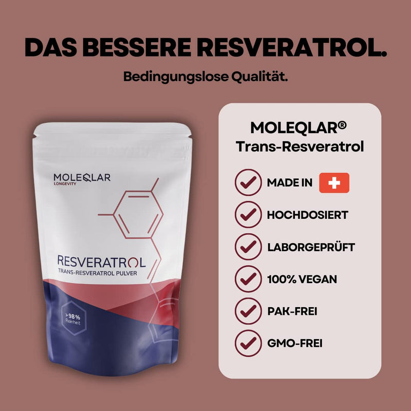 MoleQlar Resveratrol powder 30g - dietary supplement made from innovative yeast fermentation - 500mg resveratrol per serving - over 98% purity 30g (pack of 1) - NewNest Australia