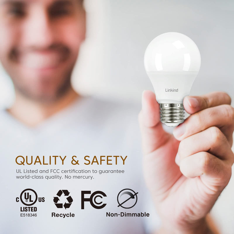 60W Equivalent, Linkind A19 LED Light Bulb, 9W 5000K Daylight, 840 Lumens, E26 Base Non-Dimmable LED Light Bulb, Standard Replacement, UL Listed, 6-Pack Daylight-60 Watt - NewNest Australia