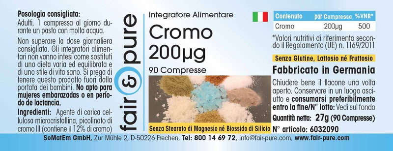 Chromium tablets 200µg - made from chromium picolinate - vegan - yeast-free - without magnesium stearate - 90 chromium tablets - essential trace element - NewNest Australia