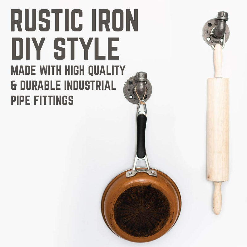 NewNest Australia - Industrial Pipe Decor Single Coat Hook - Heavy Duty Wall Mounted, Rustic Iron DIY Style, Steel Grey Black For Entryway, 1/2” Inch Threaded Floor Flanges Fittings and Elbows, 1 Floating Hooks Kit 1 single 