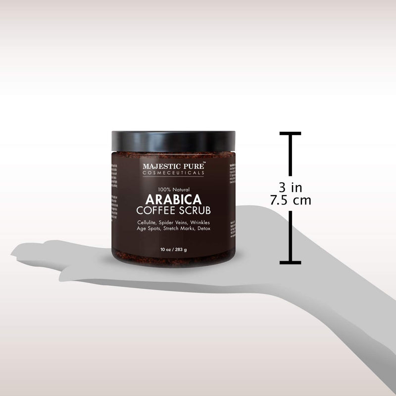 MAJESTIC PURE Arabica Coffee Scrub - All Natural Body Scrub for Skin Care, Stretch Marks, Acne & Cellulite, Reduce the Look of Spider Veins, Eczema, Age Spots & Varicose Veins - 10 Ounces - NewNest Australia