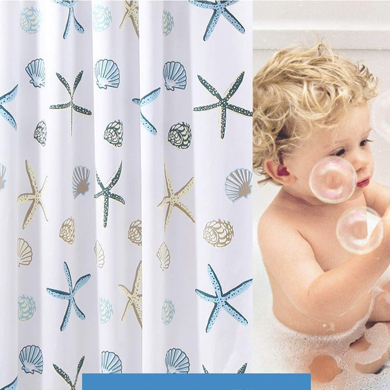 Meiosuns Shower Curtain Eco-Friendly Waterproof Bathroom Curtains Ocean Theme Semi Translucent Shower curtain Liners with Rustproof Grommets and Curtain Hooks (Starfish and Seashells, 48'' x 78'') - NewNest Australia