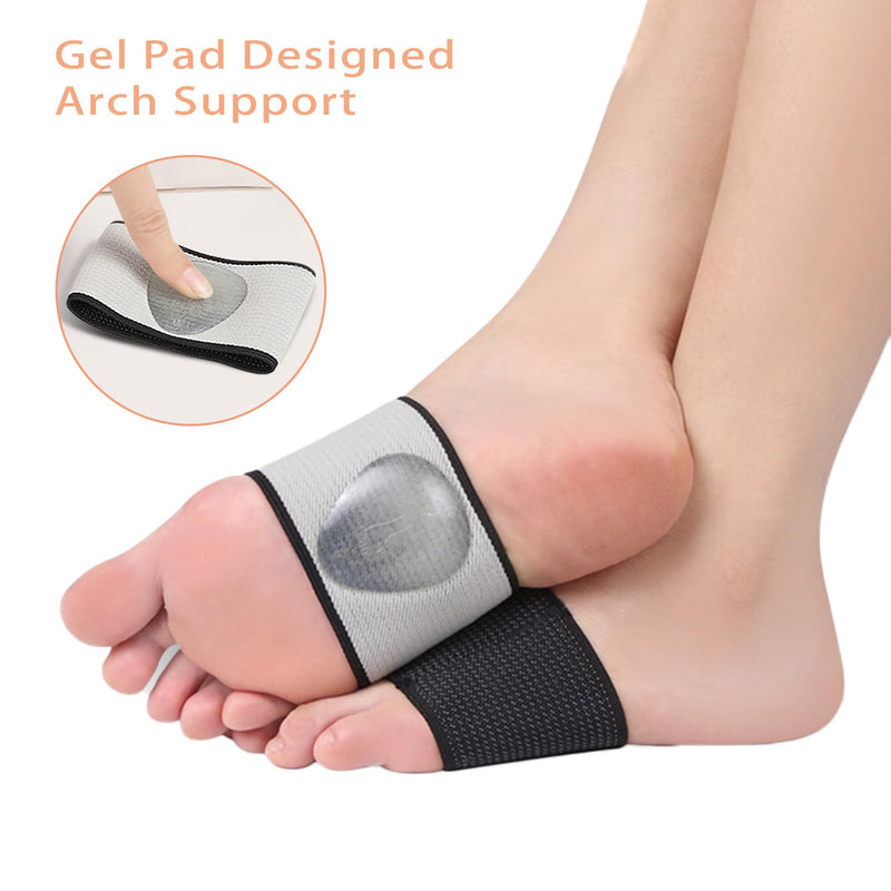 2 pairs of foot bandages, bandage foot socks for pain relief for flat feet with gel pads, foot bandage metatarsal for foot care for women and men (S, black and beige) S - NewNest Australia