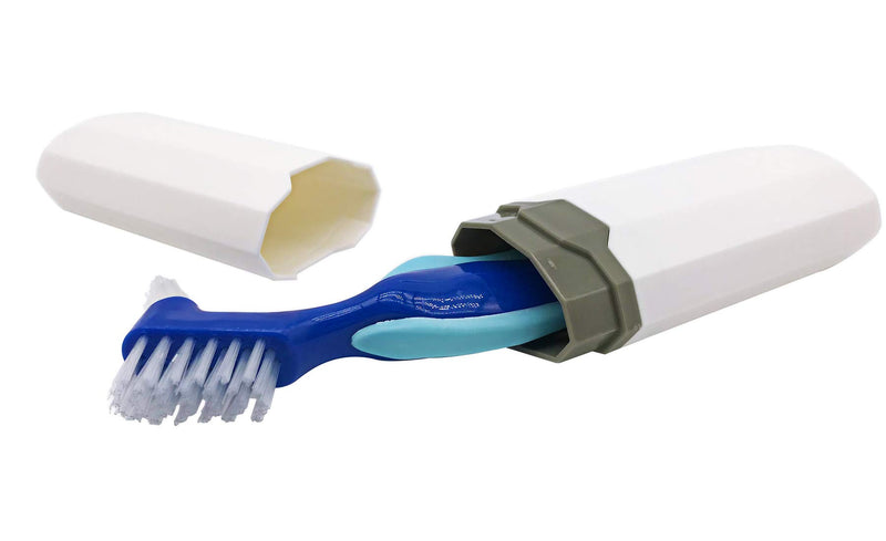 Premium Hard Denture Brush Toothbrush, White Carrying Case, Multi-Layered Bristles & Portable Denture Double Sided Brush, Denture Care(Pack of 6) - NewNest Australia
