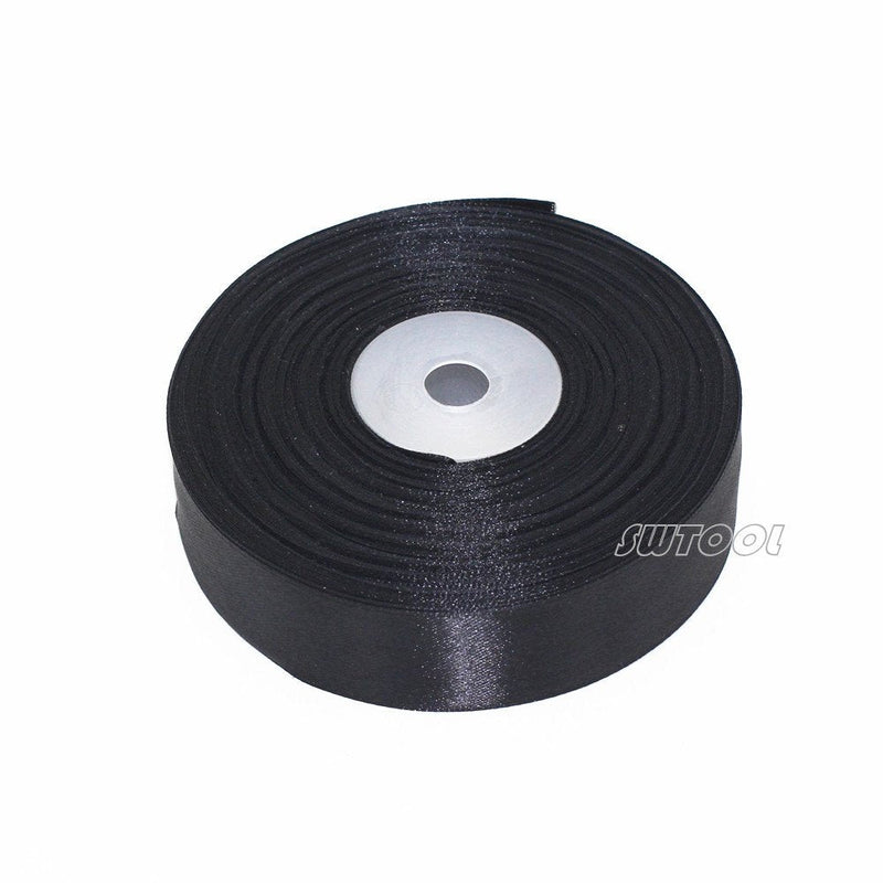 SWTOOL 1" Solid Satin Ribbon 50 Yards Roll for Wedding Details, Sewing Projects, Gift Wrapping, Invitation Embellishments and Crafting Projects Etc (Black) Black 1" - NewNest Australia