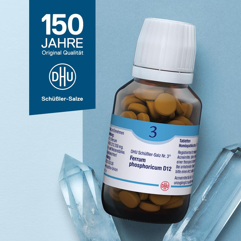 DHU Schüßler Salt No. 3 Ferrum phosphoricum D12 - The mineral salt of the immune system - the original - environmentally friendly in a medicine jar, 200 tablets - NewNest Australia