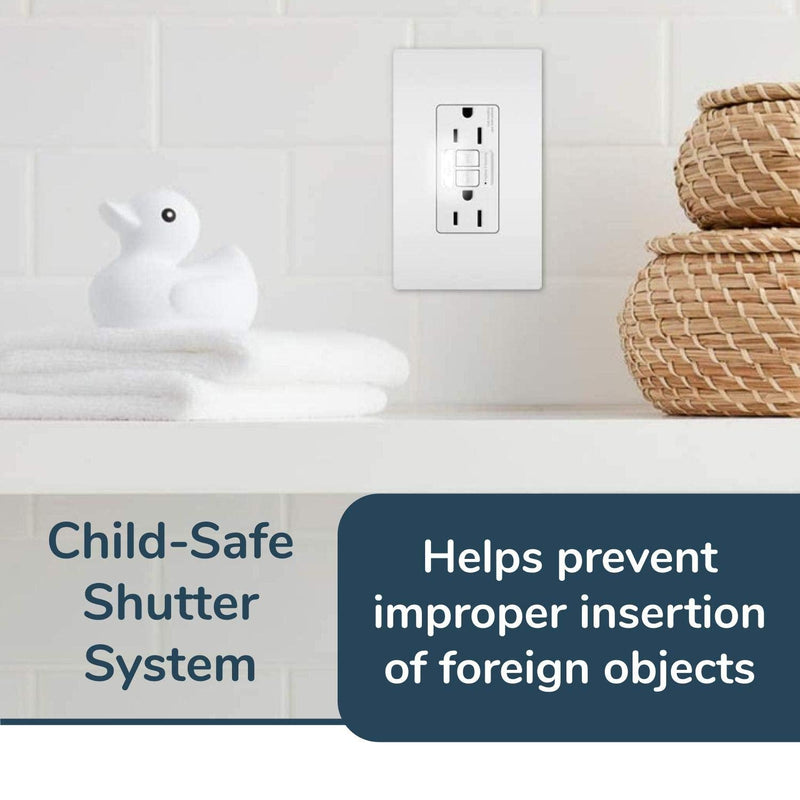 Legrand radiant Night Light, Self-Test GFCI Outlets, Safe for Kids, Tamper Resistant, White, 15 Amp, 1597NTLTRWCCD4 - NewNest Australia