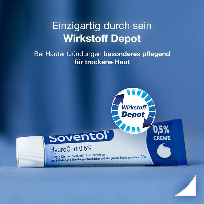 Soventol HydroCort 0.5% cream 30 g for acute skin inflammation such as neurodermatitis, skin allergies & eczema - relieves itching - anti-inflammatory 30 g (pack of 1) - NewNest Australia