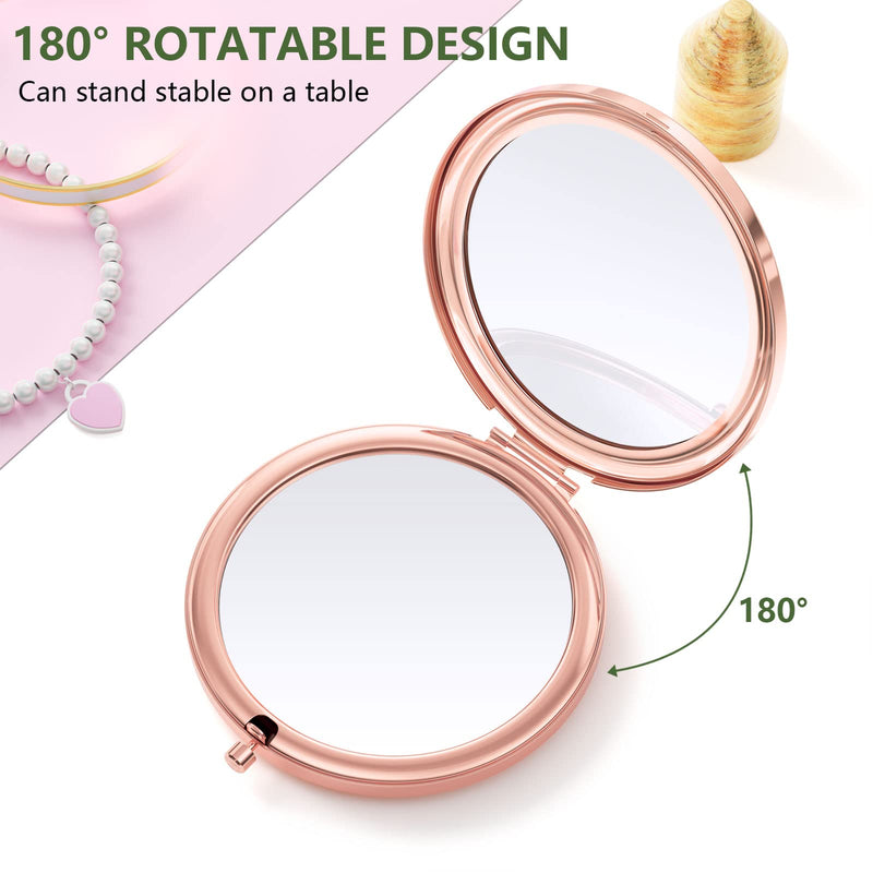 Nipichsha Compact Mirror, Pocket Travel Makeup Mirror, 2X Magnification Compact Mirror, Small Folding Portable Handheld Mirror for Purses, Gifts for Mom Women, 2.75In Rose Gold(Black Gray Gold Marble) Black Gray Gold Marble - NewNest Australia