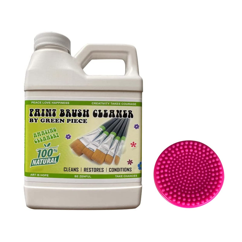Green Piece Completely Nontoxic Paint Brush Cleaner for Paint Cleanup for Brushes (Combo Pack- Paint Brush Cleaner with Pink mat) Combo Pack- Paint brush cleaner with pink mat - NewNest Australia
