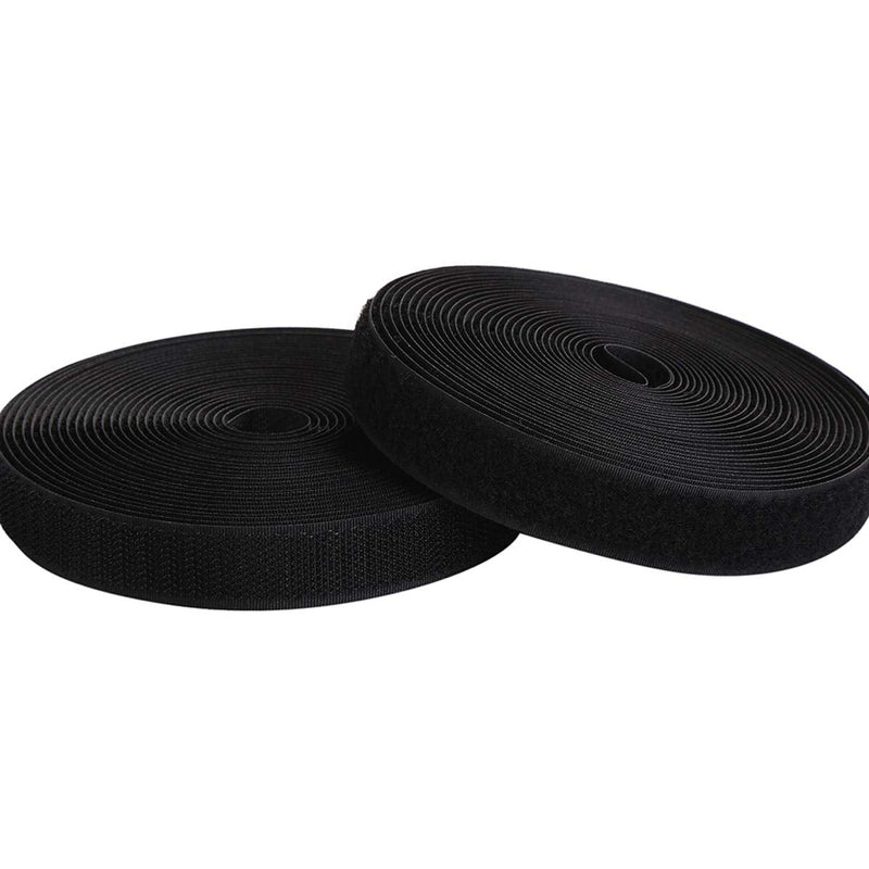 Sew on Hook and Loop Style 3/4 Inch Non-Adhesive Back Nylon Strips Fabric Fastener Non-Adhesive Interlocking Tape Black,12.6 Yard 3/4" - NewNest Australia