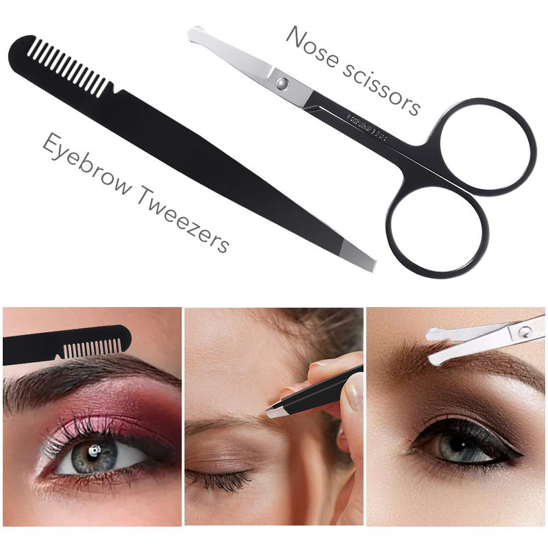Eye Makeup Brushes Set DUAIU 16Pcs Eyeshadow brushes Premium Synthetic Makeup Brushes Eyebrow Eyeliner Blending Marble Handle Brushes Sets with Pink Cosmetic Bag Eyebrow Tweezers Nose Scissors - NewNest Australia
