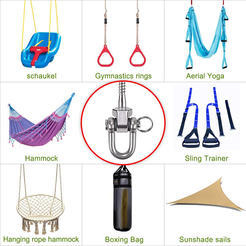 BeneLabel Set of 2 Permanent Antirust Stainless Steel 304 Screw Bracket Heavy Duty Swing Hanger 1800LB Capacity, Indoor Outdoor Playground Yoga Hammock Chair, Hardware Swing Sets - NewNest Australia