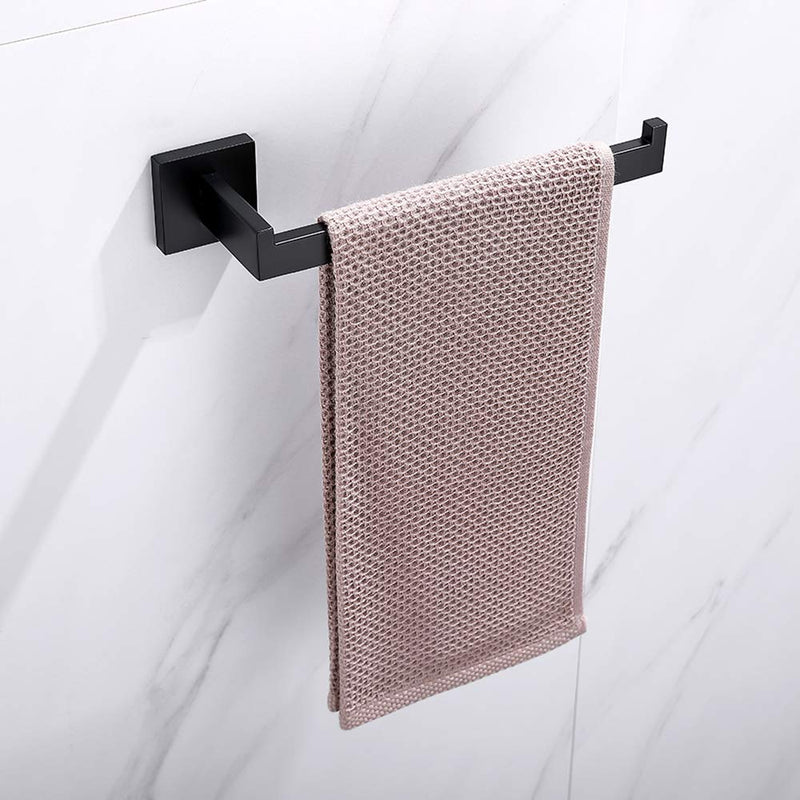 TASTOS Premium Stainless Steel Hand Towel Holder, Square Hand Towel Ring Heavy Duty Wall Mounted Modern Hand Towel Bar for Bathroom Kitchen, Matte Black - NewNest Australia