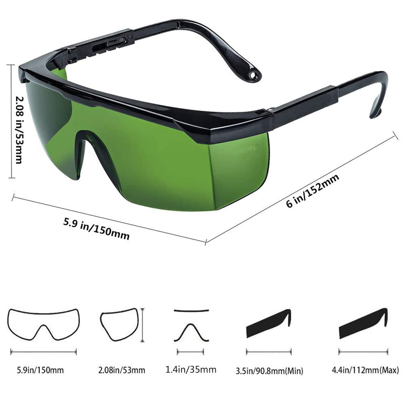 Protective glasses, light protection glasses for the HPL/IPL hair removal device, adjustable IPL hair removal device, glasses, protective glasses for IPL hair remover for body, face, bikini zone and armpits (dark green). - NewNest Australia