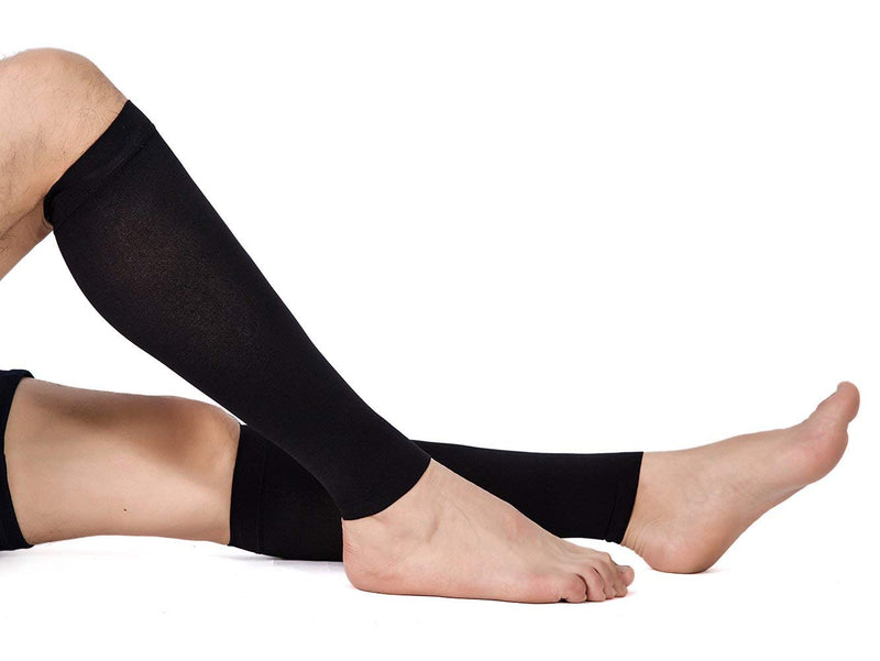 TOFLY Calf Compression Sleeve for Men & Women, 1 Pair, Footless Compression Socks 20-30mmHg for Leg Support, Shin Splint, Pain Relief, Swelling, Varicose Veins, Nursing, Travel, Plus Size S - 5XL Black - NewNest Australia