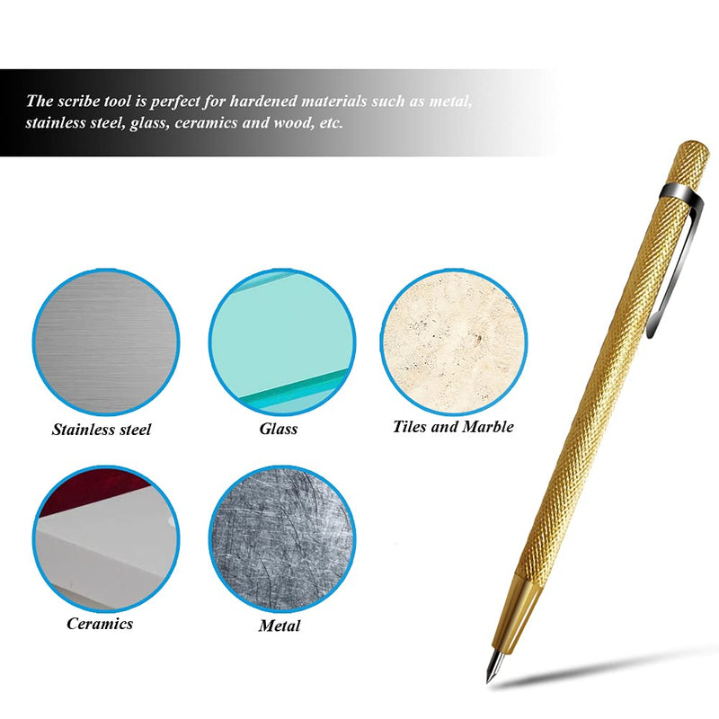 Tungsten Carbide Tip Scriber Marking Engraving Pen for Stainless Steel, Ceramics and Glass Carving (Gold) Gold - NewNest Australia