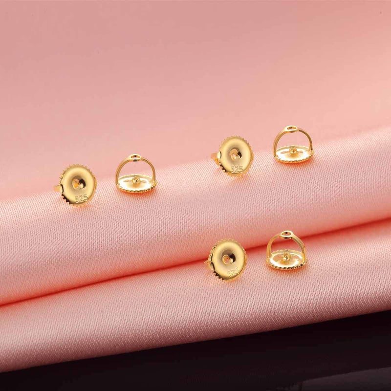 DELECOE 925 Stering Silver Screw Earring Backs Replacements for Threaded Post (0.032''), 4 Pairs Hypoallergenic 18K Gold Plated Screw on Earring Backs for Diamond Earring Studs, 6mm - NewNest Australia