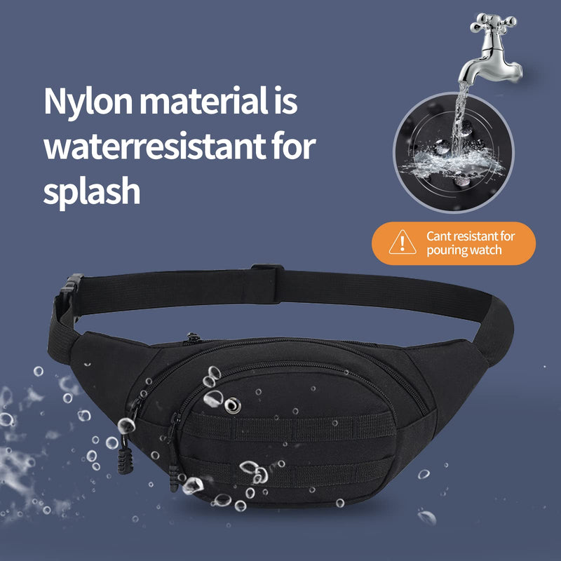 DAITET Fanny Pack for Men&Women, Crossbody Waist Bag with Adjustable Belt, Large Capacity Bum Bag for Traveling Hiking Cycling Workout Casual (Black) Black Oxford Cloth - NewNest Australia