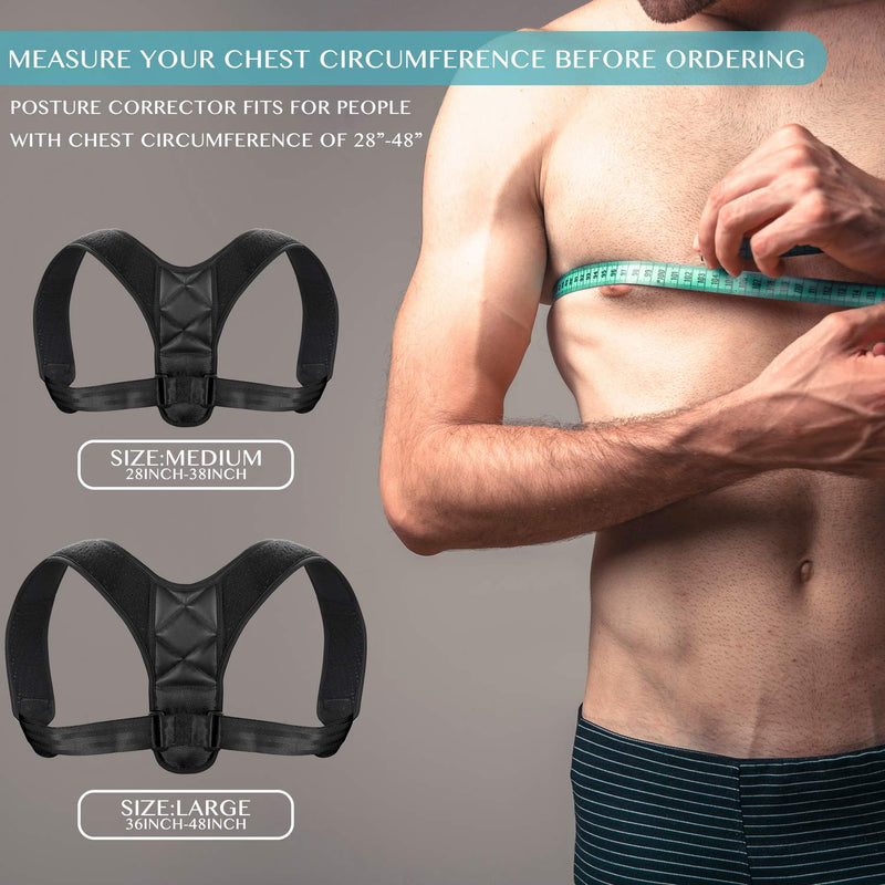 Posture corrector Back brace for Men Women Spine straightener Upper body alignment pain relief Hunchback Correction Clavicle Support for Back Neck & Shoulder (Black) Black M - NewNest Australia