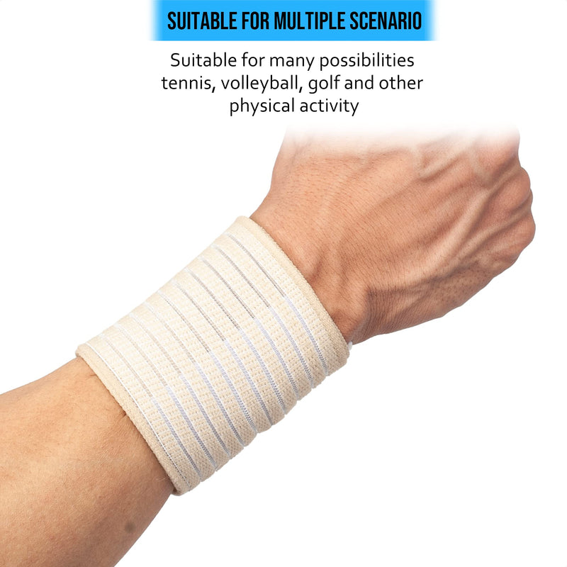 360 RELIEF - Wrist Support Wrap Compression Brace for | Sports Injury, Relieve Muscle Pain, Sprain, Fitness, Gym Crossfit, Weightlifting, Powerlifting | Beige with Mesh Laundry Bag | - NewNest Australia