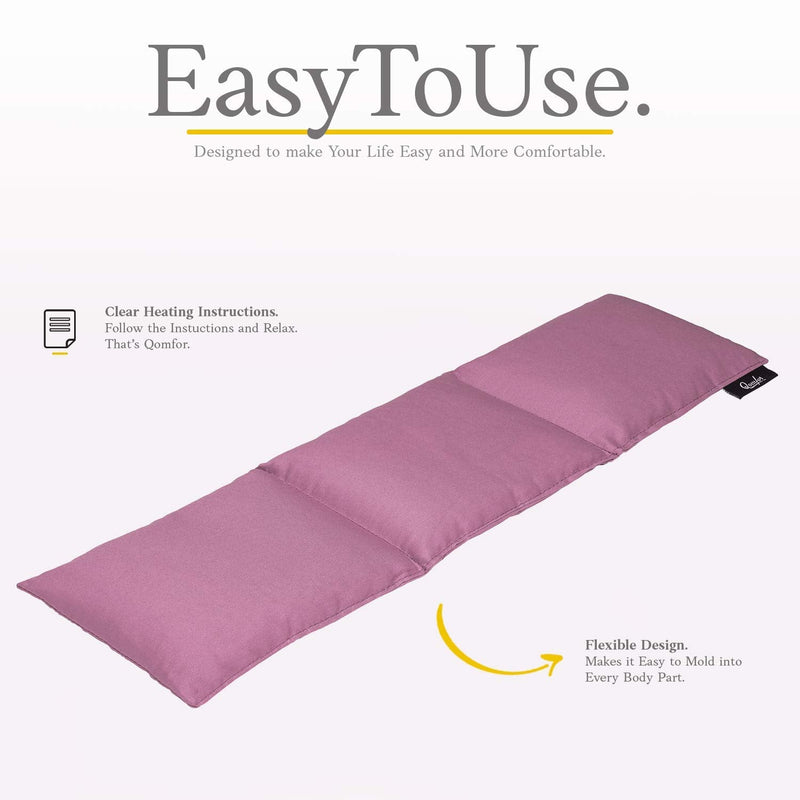 Grain pillow - Microwave heat pillow made of cotton 46 x 12 cm - Soft spelled pillow for pain relief back, neck and shoulder - Wheat and lavender filled - Great gift - Violet Purple - NewNest Australia