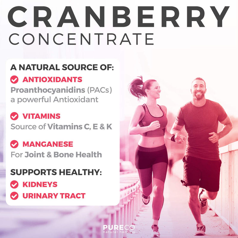 Organic Cranberry Pills - 50:1 Concentrate Equals 25,000mg of Fresh Cranberries (Vegan) for Kidney Cleanse & Urinary Tract Health - UTI Vitamins Support - Fruit Extract Supplement - 60 Capsules - NewNest Australia