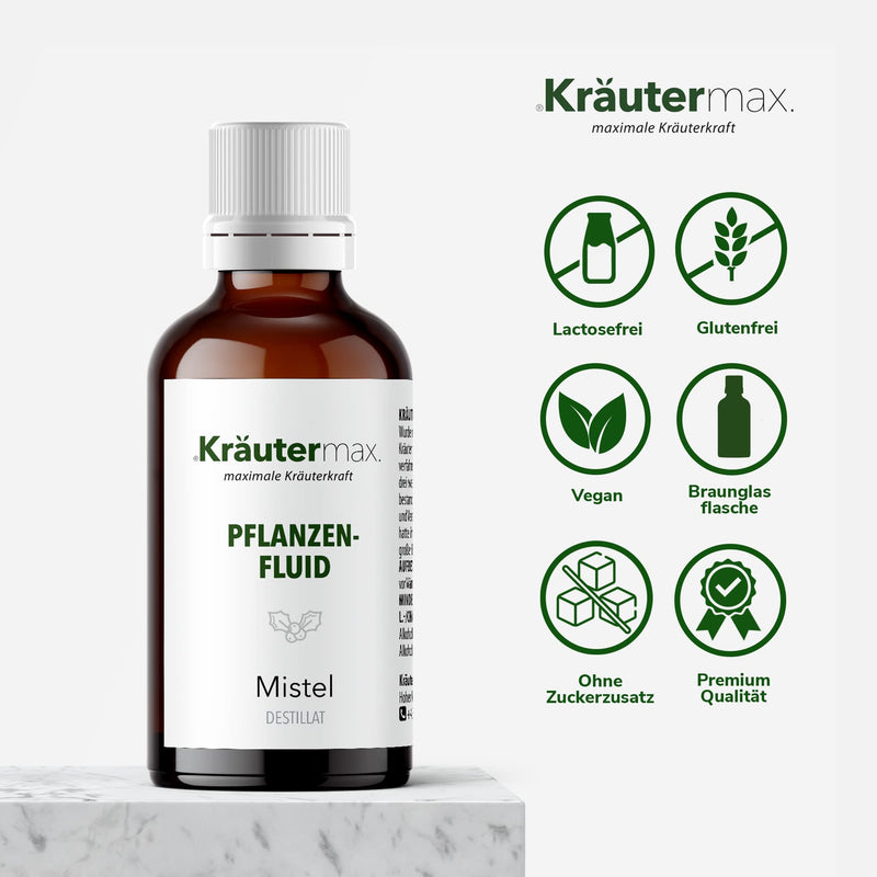 NEW! Kräutermax mistletoe herb drops | Mistletoe plant fluid as a perfect complement to mistletoe tea or mistletoe capsules | Mistletoe drops vegan and pure according to Kräutermax manner | Viscum drops 1 x 50ml - NewNest Australia