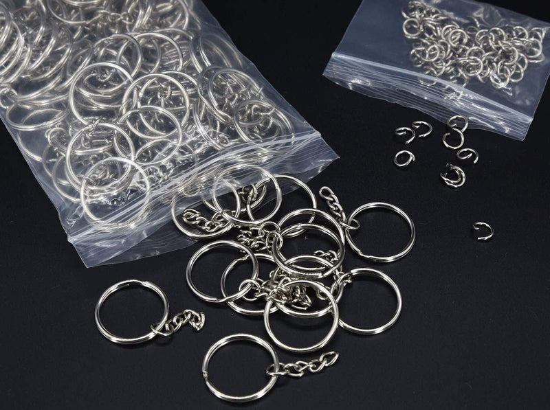 100 Sets Key Ring with Chain and Open Jump,1 inch Split Round Keychain Rings Bulk for Craft Making Jewelry - NewNest Australia