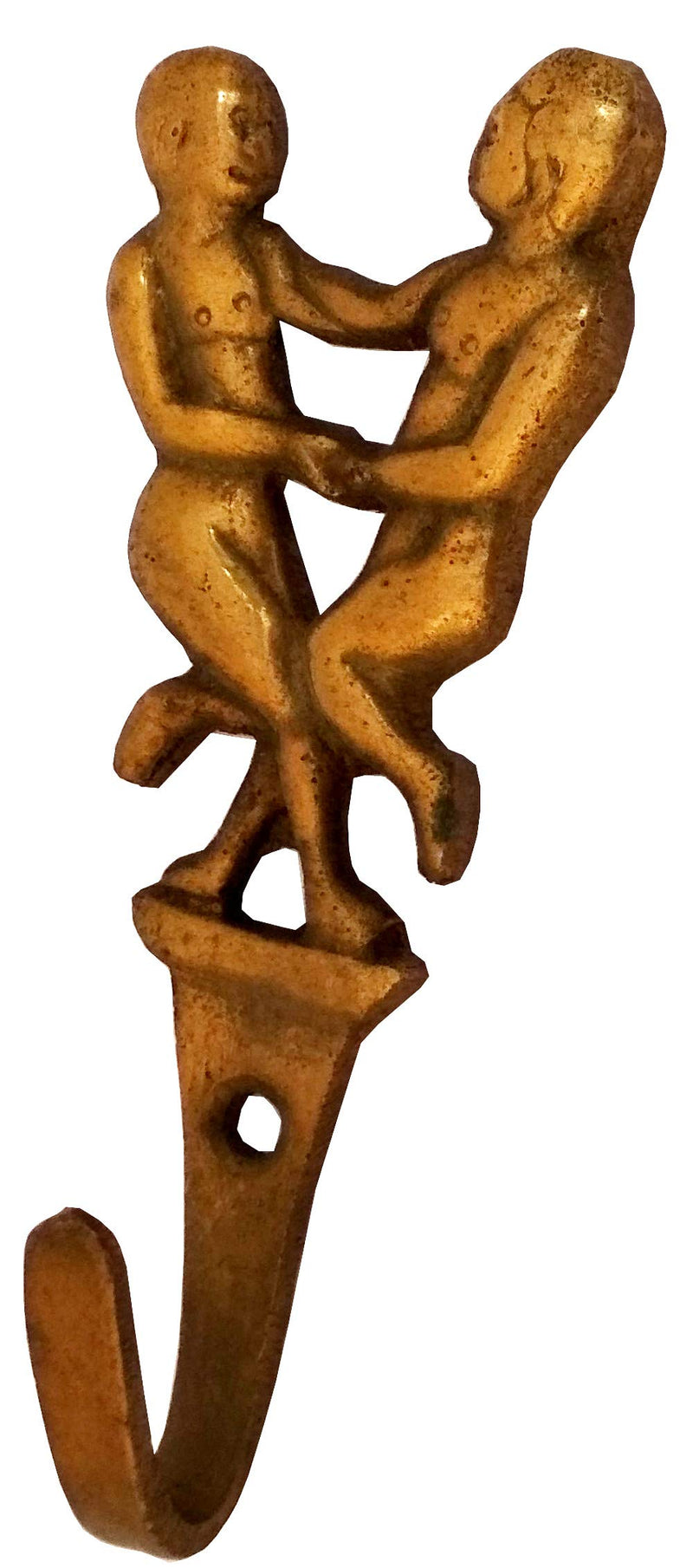 NewNest Australia - Purpledip Brass Wall Hook 'Dancing Couple': Vintage Design Coat Clothes Hanger (11731) 