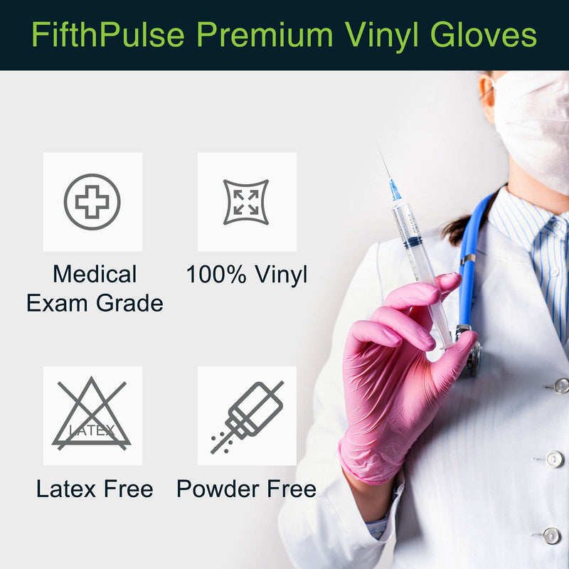 Pink Vinyl Disposable Gloves Small 50 Pack - Latex Free, Powder Free Medical Exam Gloves - Surgical, Home, Cleaning, and Food Gloves - 3 Mil Thickness Small (Pack of 50) Pink - NewNest Australia