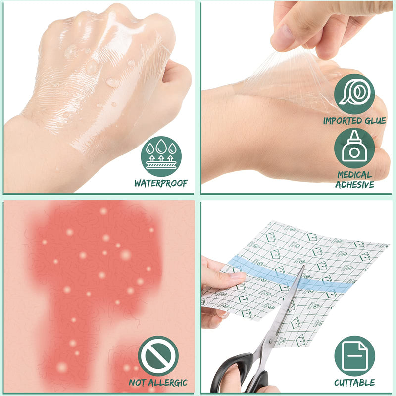 100 Pieces Transparent Stretch Adhesive Bandage Waterproof Bandage Clear Protective Shower Patch Film Cover Bandages Tattoo Aftercare Bandage Adhesive Wrap, 4 Sizes (3 Inch, 4 Inch, 6 Inch, 8 Inch) - NewNest Australia