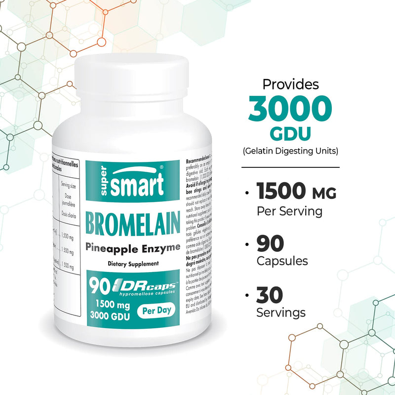 Bromelain 500 Mg/1000 Gdu - Anti-Inflammatory Enzyme - Supports The Immune System - Helps With Digestion And Regeneration - In Drcaps Capsules - Suitable For Vegans - From Supersmart - NewNest Australia