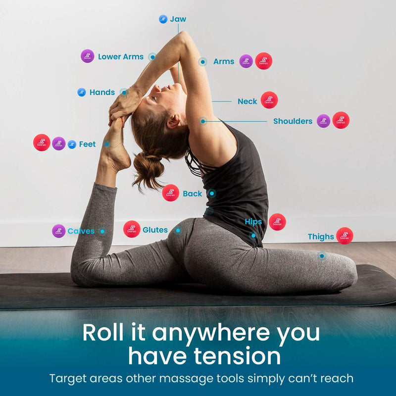 Beenax Lacrosse Massage Ball (Set of 3) - Perfect for Trigger Point Therapy, Myofascial Release, Plantar Fasciitis, Deep Tissue and Muscle Relief - Designed to Relieve Stress and Relax Tight Muscles - NewNest Australia