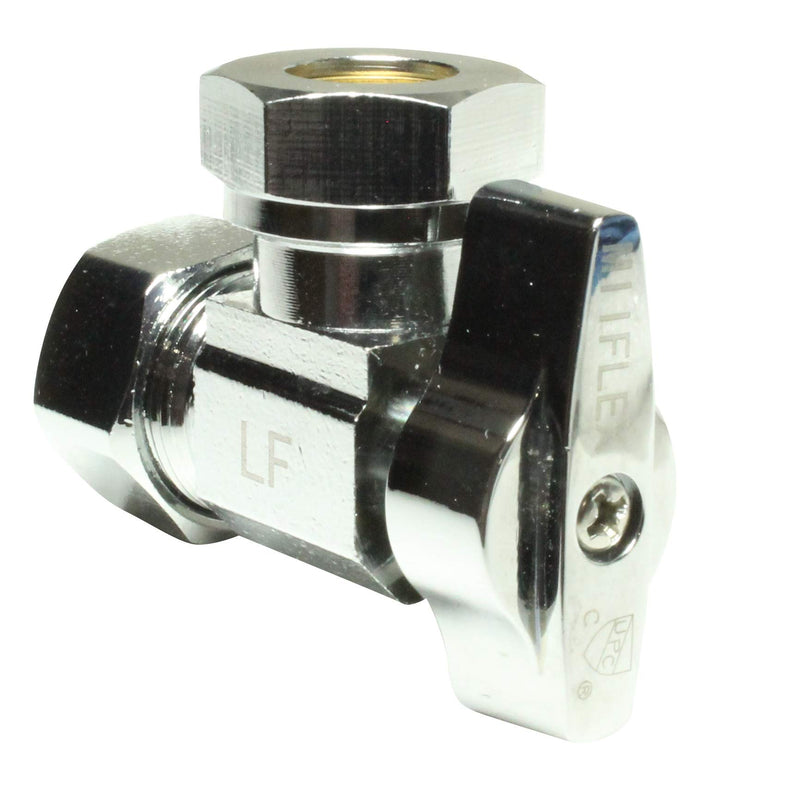Heavy Duty 1/2 in. NOM Comp Inlet x 7/16 in. - 1/2 in. OD Slip Joint Outlet Chrome Plated Brass 1/4 Turn Squared Body Angle Valve (5 Pack) 5 1/2" NOM In x 7/16" SJ Out - NewNest Australia