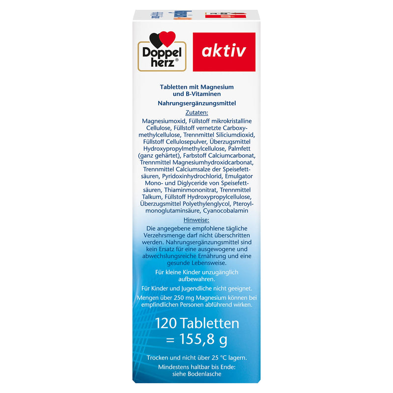Doppelherz Magnesium 400 + B1 + B6 + B12 + Folic Acid - Magnesium Supports Normal Muscle Function And Energy Metabolism - 120 Vegan Tablets 120 Pieces (Pack Of 1) - NewNest Australia