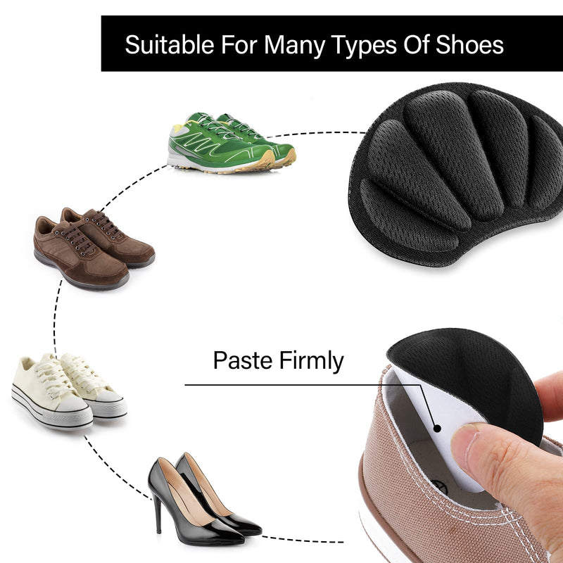 Sibba 4 Pairs Shoe Fillers for Big Shoes Includes 2 Pairs Adjustable Toe Filler Inserts and 2 Pairs Heel Grips Liner Insert Preventing Too Big Shoe Relieve Pain Foot Care Protector 4 Pairs Black - NewNest Australia